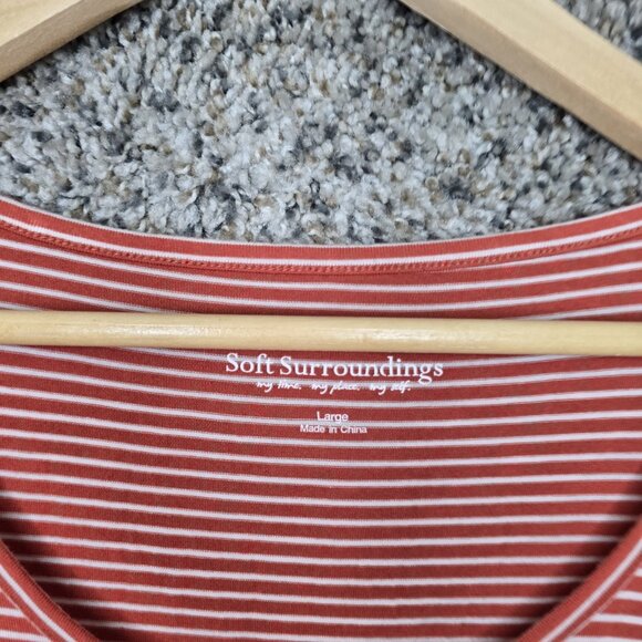 Soft Surroundings Top Womens Large Red Scoop Neck Striped Stretch Casual Ladies - Picture 6 of 7